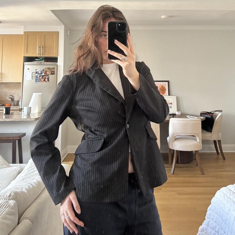 Women’s Black Pinstripe Tailored Blazer